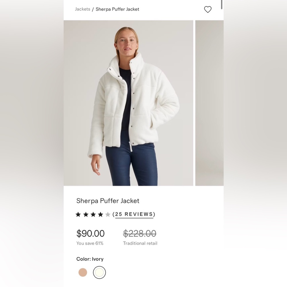 Quince Sherpa Puffer Jacket - White
